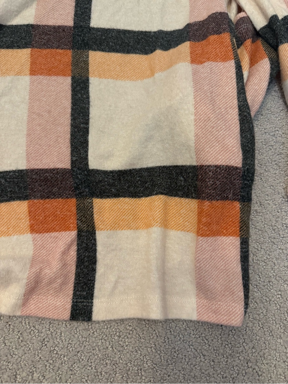 Bobeau Pink, Tan & Black/Grey Plaid Open Long Cardigan w/Pockets - Soft - Sz XS - Picture 5 of 7